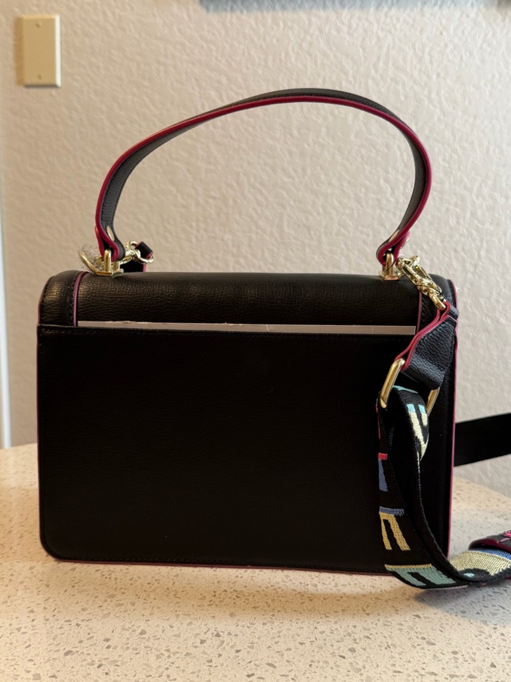 Karl Lagerfeld Black Crossbody with Multicolor Logo and Strap - Picture 4 of 7